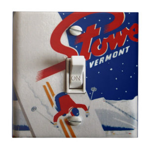 Carreau Affiche vintage de ski,    Stowe, Vermont