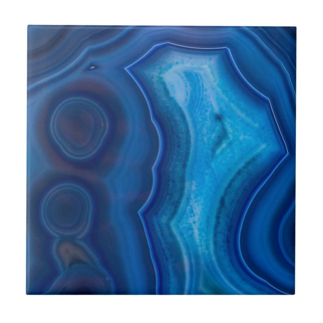 Carreau Agate bleue profonde de lagune (Devant)
