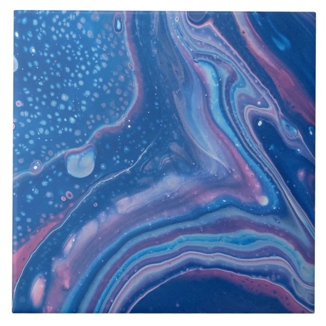 Carreau Agate de marbre bleu et rose Résumé (Devant)