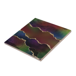 Carreau Agate foncé intense   Moody Rainbow Jewel Tone