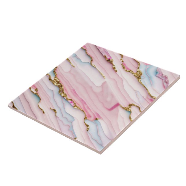 Carreau Agate Marble tendance Blue Pink Gold Collection (Côté)