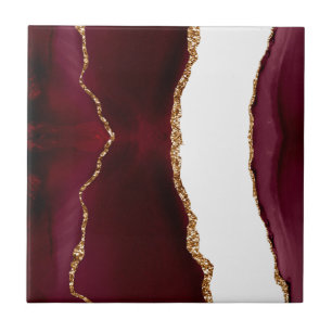 Carreau Agate vin rouge et or