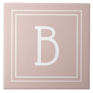 Carreau Agritourisme moderne Monogramme rose & blanc initi