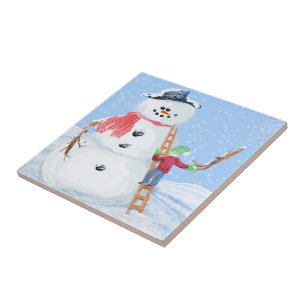 Carreau Aide Du Père Noël Pour Construire Un Snowman Silen