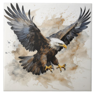 Carreau Aigle Majestic en vol, Aquarelle