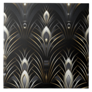 Carreau Ailes Art déco, blanc et or