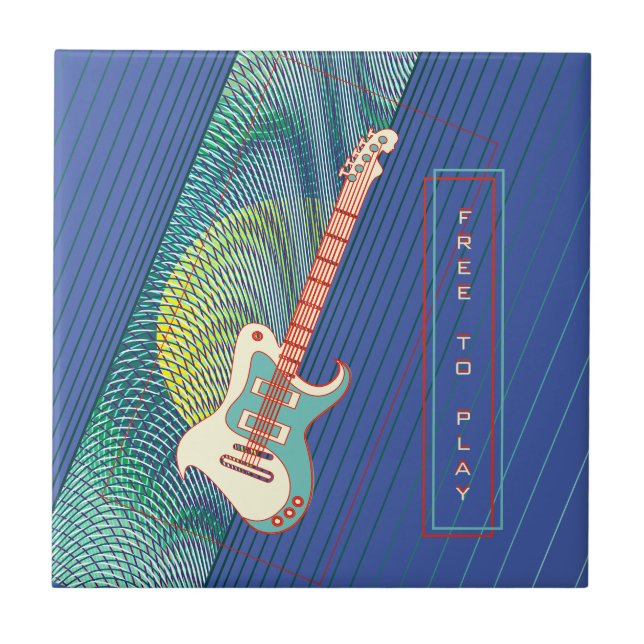 Carreau Ajouter le nom Cool Modern Turquoise & Blue Electr (Devant)