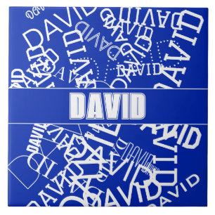 Carreau Ajouter n'importe quel nom, nom collage En bleu &