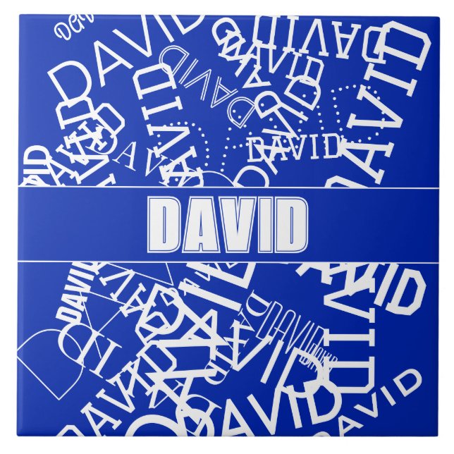 Carreau Ajouter n'importe quel nom, nom collage En bleu &  (Devant)