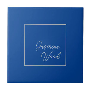 Carreau Ajouter Votre Nom Modern Minimaliste Blue