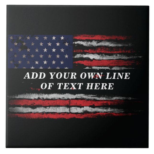 Carreau Ajouter votre propre texte sur grunge American fla (Devant)