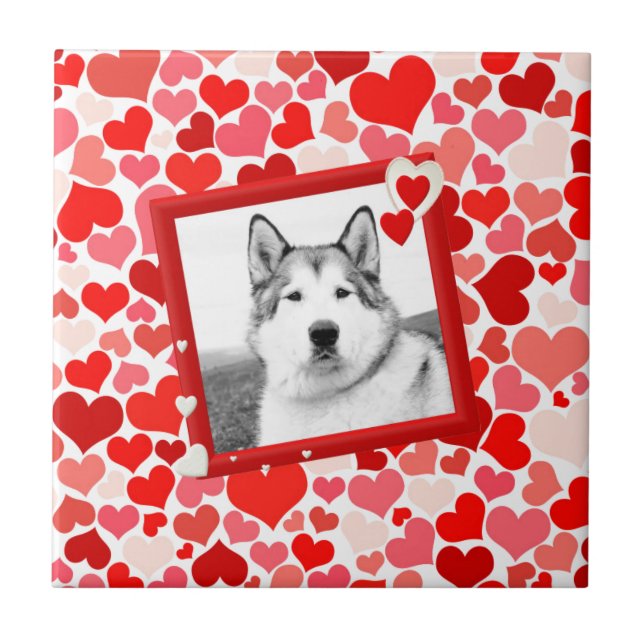 Carreau Alaskan Malamute Chien Valentines Coeur (Devant)