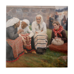 Carreau Albert Edelfeel - Femmes à l'extérieur de l'église