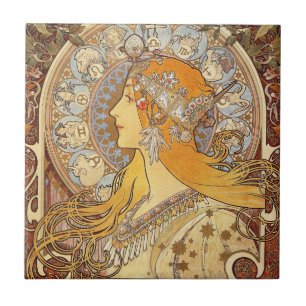 Carreau Alfonse Mucha Zodiac Art nouveau femme