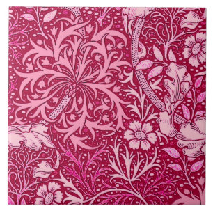 Carreau Algue de Nouveau d'art florale, rose de fuchsia
