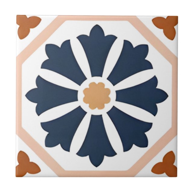 Carreau Alhambra tuiles motifs floraux contemporains (Devant)