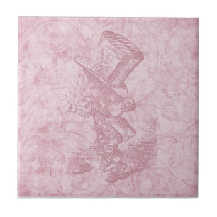 Carreau Alice au pays des merveilles Art rose floral fait 