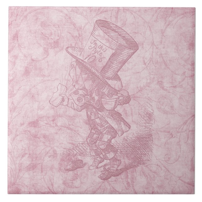 Carreau Alice au pays des merveilles Art rose floral fait  (Devant)
