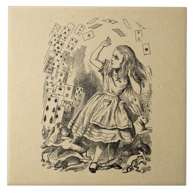 Carreau Alice au pays des merveilles Jouer aux cartes Art (Devant)