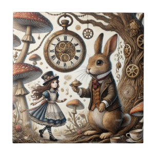 Carreau Alice au pays des merveilles Thé Art lapin blanc