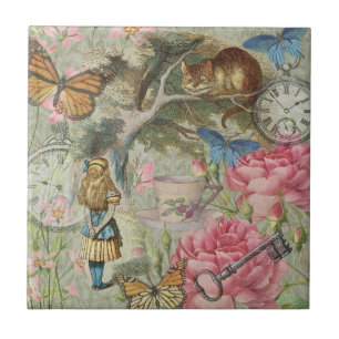 Carreau Alice Chat du Cheshire Jardin de l'Arbre au Pays d