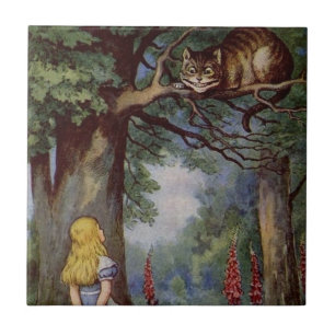 Carreau Alice dans la tuile du pays des merveilles, chat