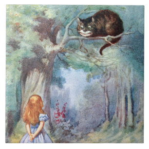 Carreau Alice dans le trépied de tuile d'art de chat de