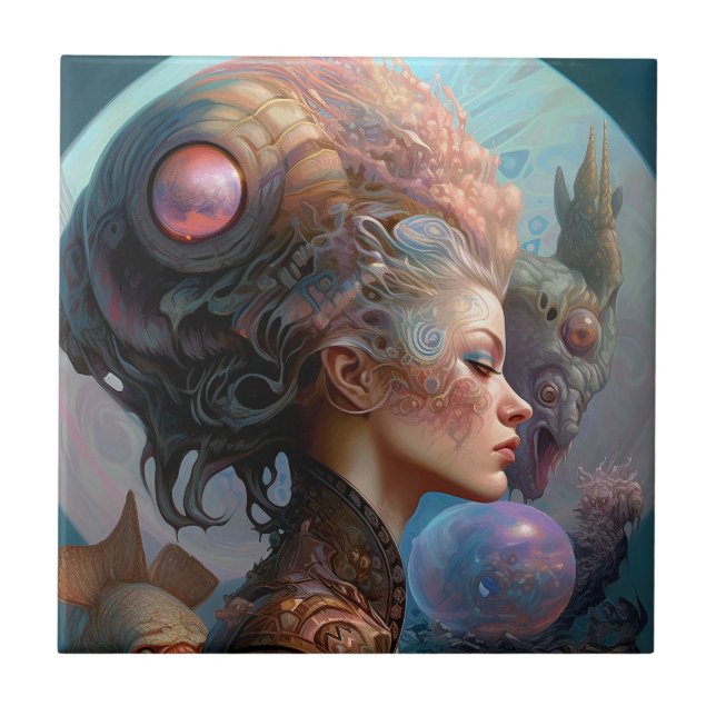 Carreau Alien Femme Surreal Science Fiction Art (Devant)