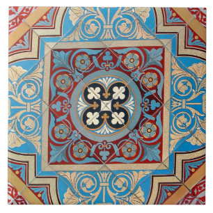 Carreau Allemand Géométrique Art Nouveau Jugendstil rouge