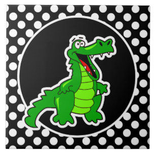 Carreau Alligator sur les Pois noirs et blancs