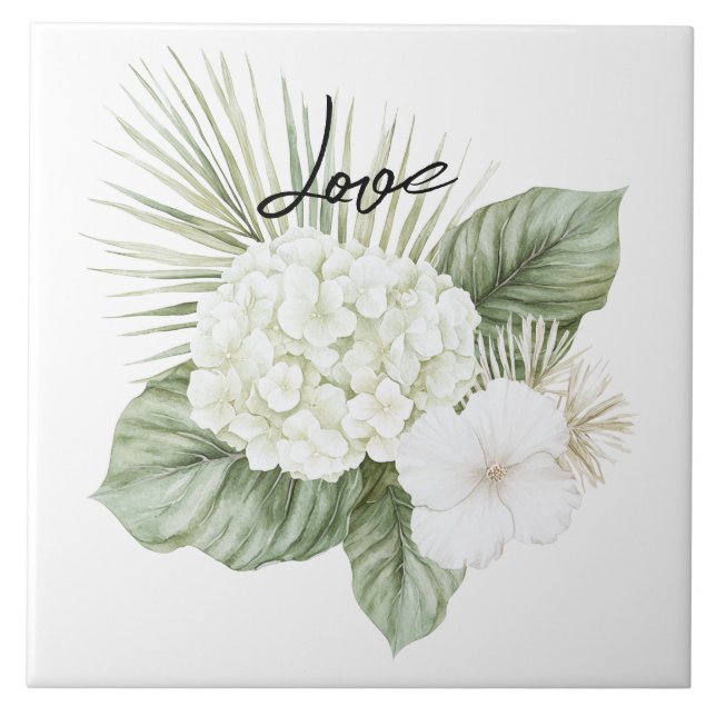 Carreau Aloha Beach Tropical Hydrangea Floral Mariage (Devant)