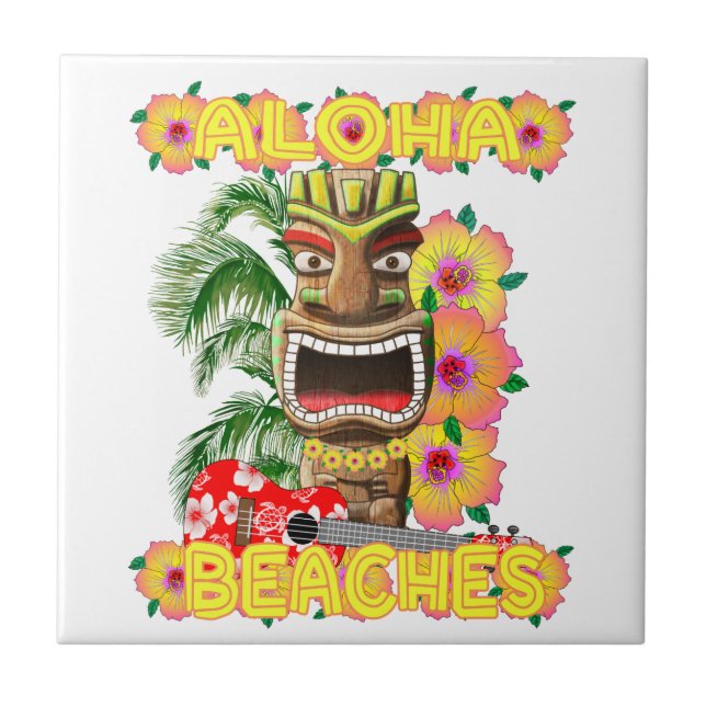 Carreau Aloha Hawaïen drôle tropical Tiki de plages (Devant)
