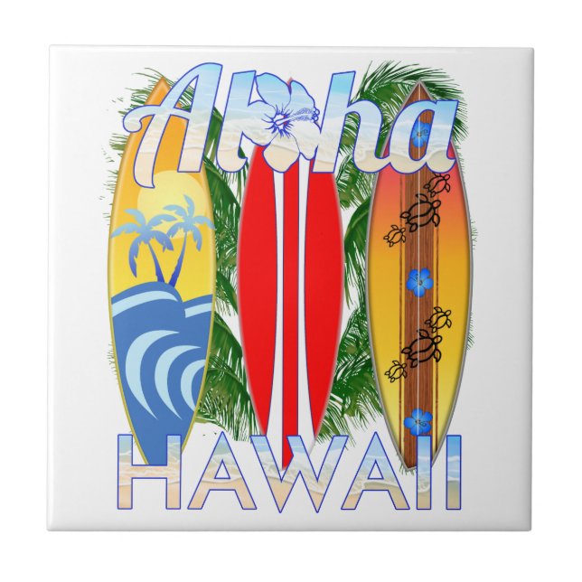 Carreau Aloha îles d'Hawaï surfant (Devant)