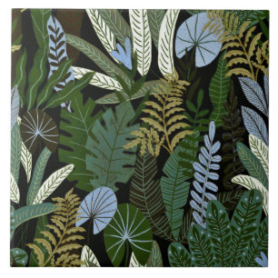 Carreau Aloha motif vert exotique tropical de jungle