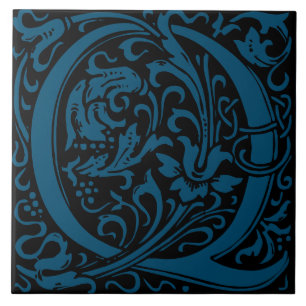 Carreau Alphabet Art Nouveau William Morris Lettre Q feuil