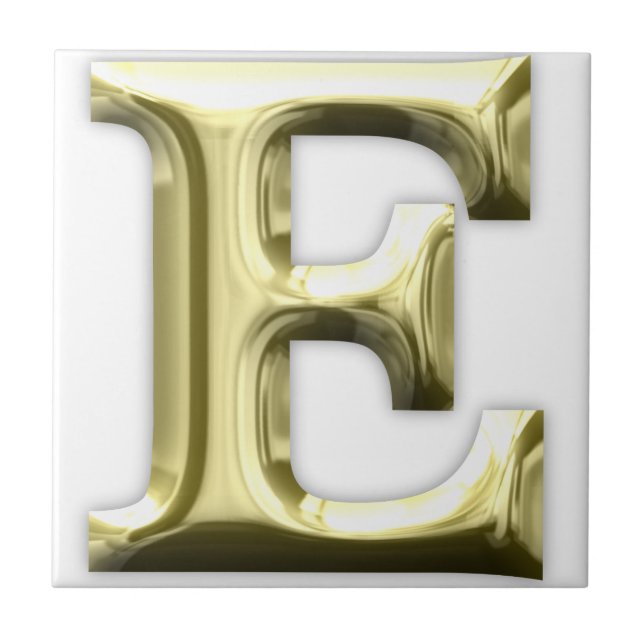 Carreau Alphabet brillant d'or d'or de la lettre E (Devant)