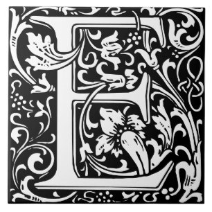 Carreau Alphabet floral Lettre monogramme E Carrelage