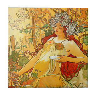 Carreau Alphonse Mucha Art Nouveau Automne
