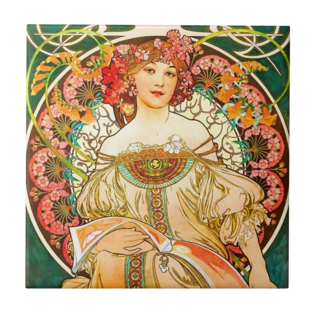 Carreau Alphonse Mucha Art Nouveau Daydream (Devant)