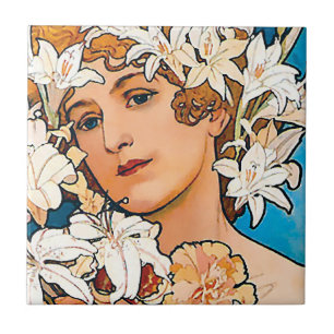 Carreau Alphonse Mucha - Fleur - Art Nouveau Rétro
