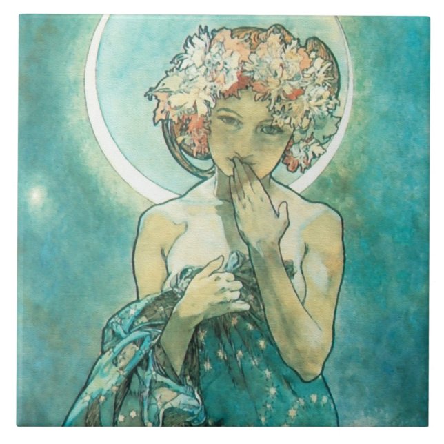 Carreau Alphonse Mucha Lune Clair De Lune Art Nouveau (Devant)