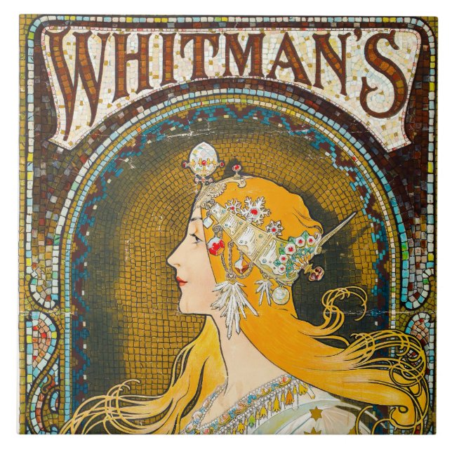 Carreau Alphonse Mucha Vintage Whitman's Ad (Devant)