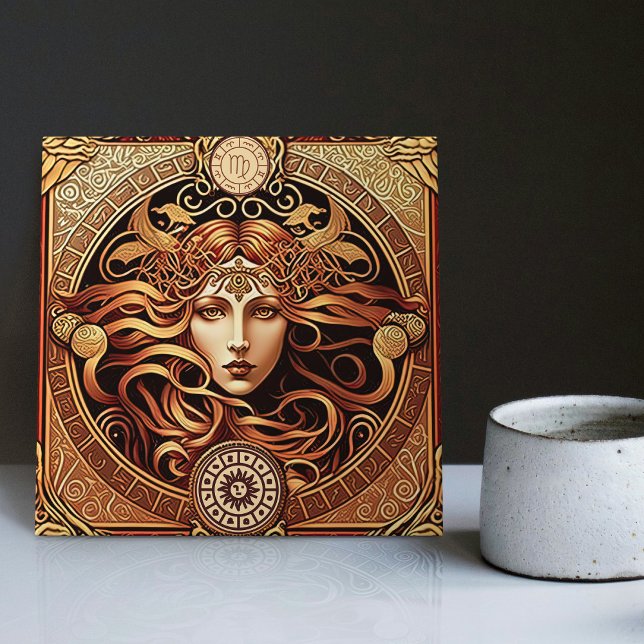 Carreau Alphonse Mucha Zodiac Décor Mur Art Nouveau Ceram (Créateur téléchargé)