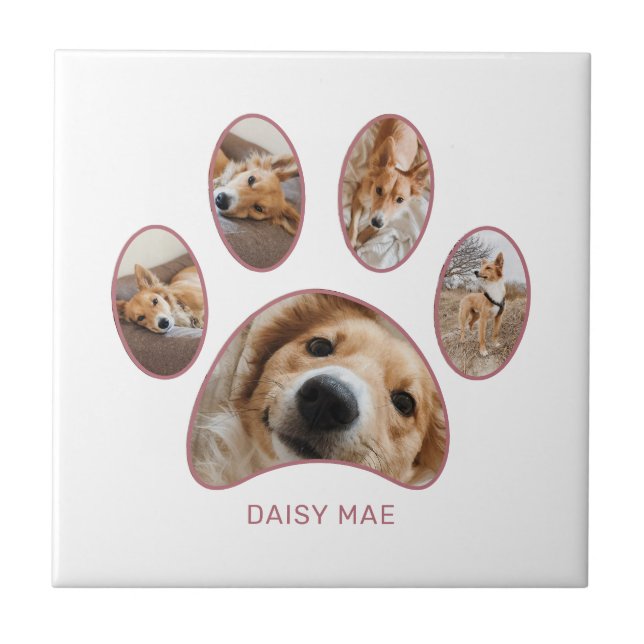 Carreau Amateurs d'animaux de compagnie Rose Gold Empreint (Devant)