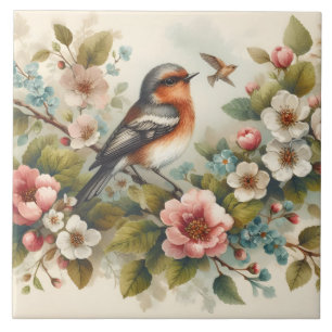 Carreau Amateurs d'oiseaux mignons artisanat