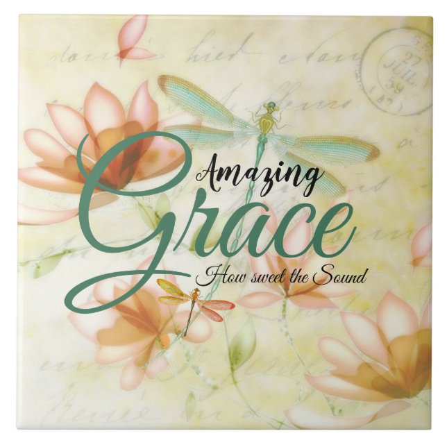 Carreau Amazing Grace Flowers and dragonfly (Devant)