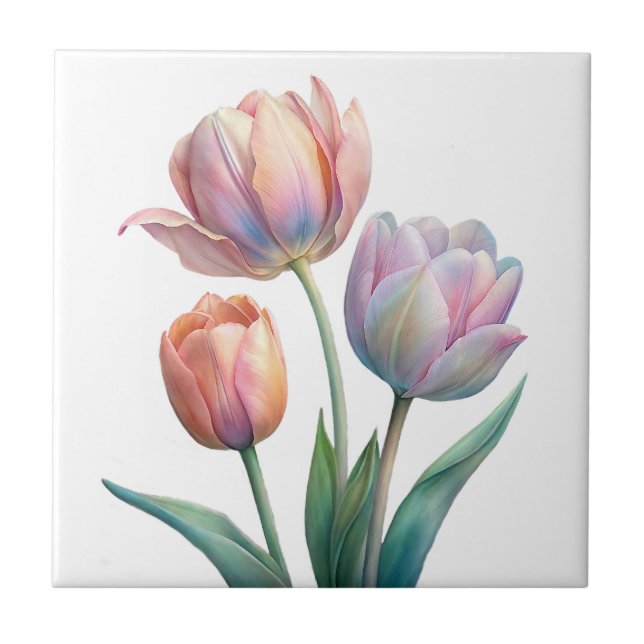 Carreau Ambiance romantique et poétique Pastel Tulips (Devant)