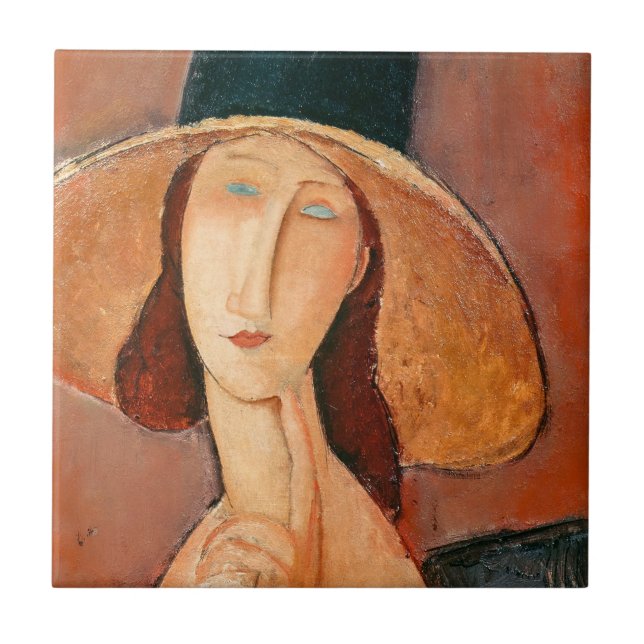 Carreau Amedeo Modigliani - Jeanne Hebuterne en grand Casq (Devant)