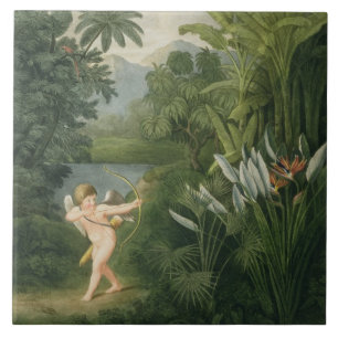 Carreau Aménagez en parc avec le cupidon visant une flèche