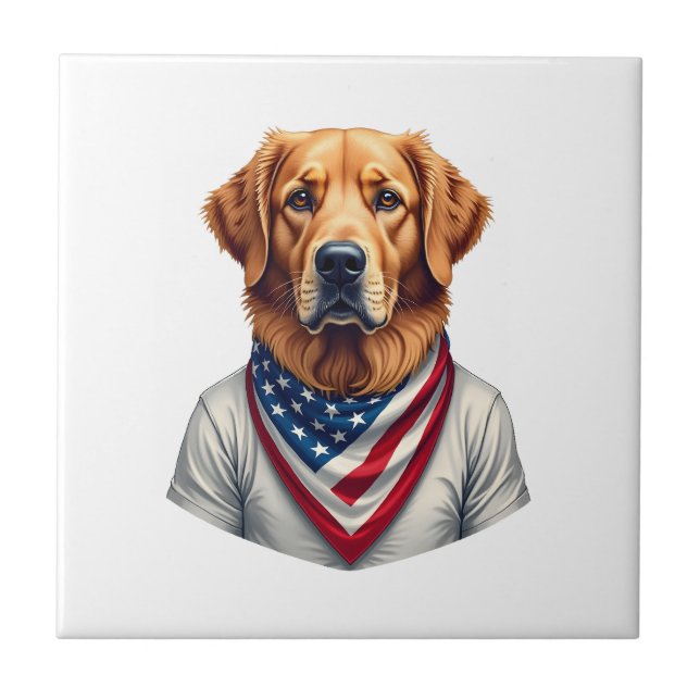 Carreau American Canine Golden Retriever Vintage Tee (Devant)